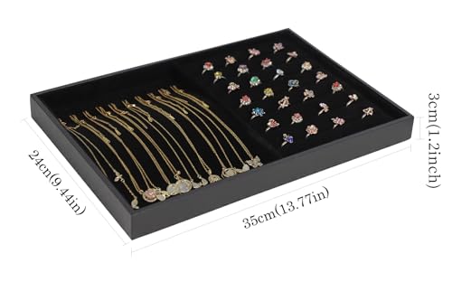 Image of Wudygirl Stackable Jewelry Tray 2 in 1 Necklace Display Tray Showcase Ring Earring Organizer Storage