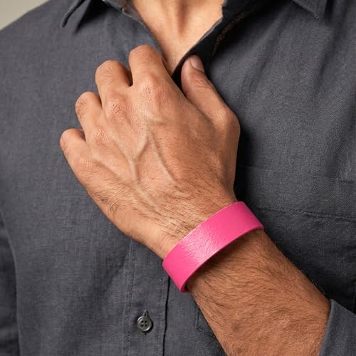 Image of THE MEN THING BLAZEFIT STRAP - 18mm Genuine Leather Bracelet with Stainless Steel Stud Button Closure for Men & Boys (6.6 /7.1 /7.6 inch)
