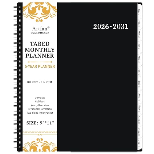 2026-2031 Monthly Planner/Calendar - 5 Year Monthly Planner, Jul. 2026 - Jun. 2031, 9' x 11', 5 Year Calendar Double-Side Pocket + Durable Polypropylene Cover