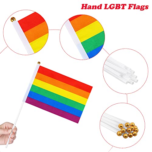 Durony 2 Pieces Rainbow Table Covers And Pride Flag Pride Month Stuff With 32.8 Feet String Flags Banners 12 Pieces Handheld Lgbtq Flags Sewn Stripes For Lesbians Pride Month Gay Parade #TOP3