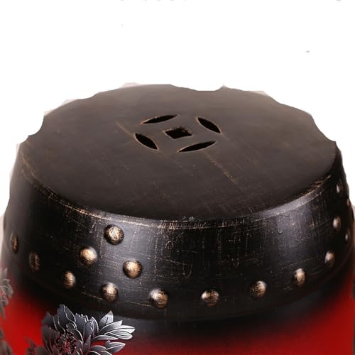 Taburete pequeño retro de cerámica esmaltada estilo tambor 5