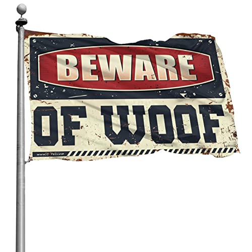 Drapeau Beware of Woof gaeruite 152x244 cm pour decoration de chambre d'ado