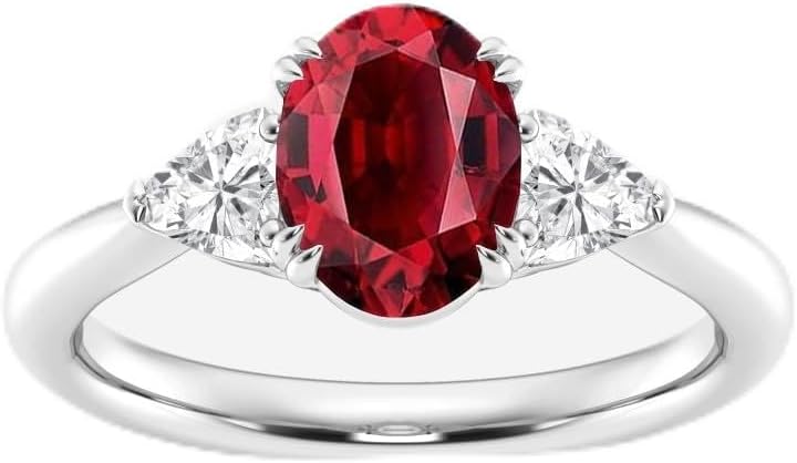 1.5 Carat Natural Gemstone Rings with Moissanite 925 Sterling Silver Oval Shape Blue Diamond/Opal/Emerald/Sapphire/Moss Agate Ring 6×8MM gem rings for women Jewelry Gift for Birthday Christmas