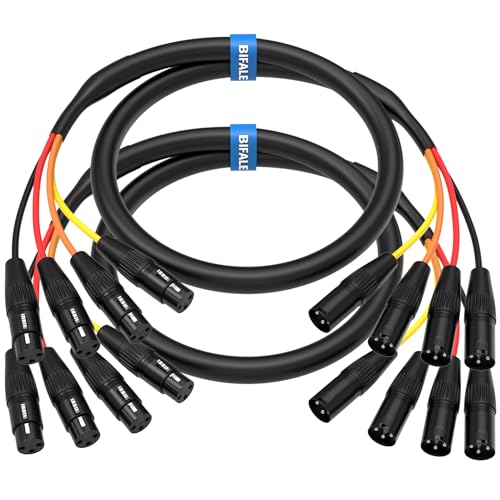 Câble XLR à 4 canaux BIFALE 2m mâle femelle équilibré 24 AWG OFC studio
