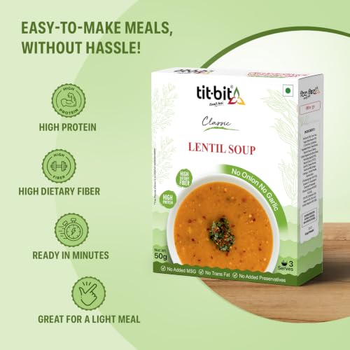Image of Tit-Bit Lentil Soup (Dal Soup) | No Onion No Garlic | Ready-to-Cook Soup Mix | High Protein & High Dietary Fiber | Pack of 5 (50g Each)