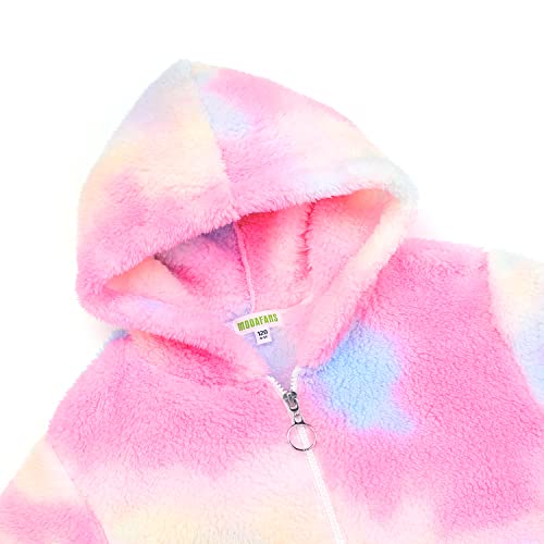 Modafans Girls Sherpa Fleece Hoodies Sweatshirts Kids Pullover Winter Tops Warm Fashion Outwear Fall Clothes With Pockets Tie Dye Pink,6-7T #TOP4