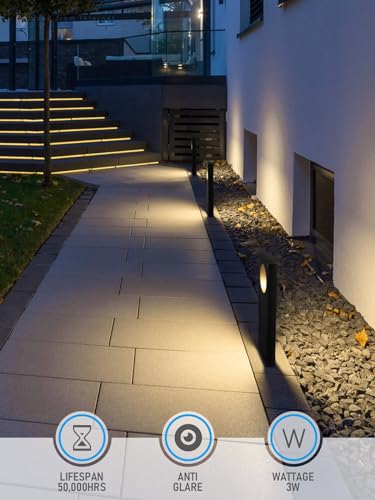 Image of LEONLITE 4-Pack 12V AC /DC Anti-Glare Pathway Lights, Black, 3000K