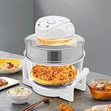 Air Fryer, 18Qt 17L Portable Glass Air Fryer, 360° Viewable Turbo Airy Fryer with Adjustable Temp, 1200W-1400W Electric Oven, Kitchen Appliances for Baking, Frying, Roasting, Steaming