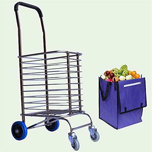 Zusammenklappbarer Mehrzweckwagen aus Edelstahl – leichter 4-Rad-Kletter-Einkaufstrolley, langlebiger Lebensmittel- und Wäsche-Organizer, tragbar für einfachen Transport – Bild 5