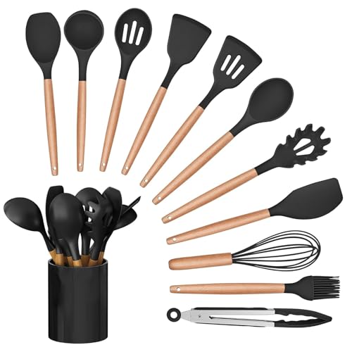 Kitchen Utensil Set, 12 PCS Silicone Cooking Utensils Set with Wo...