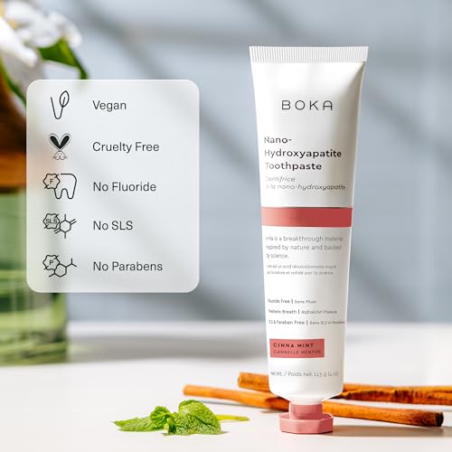 Image of Boka Fluoride Free Toothpaste, Nano Hydroxyapatite Toothpaste, Appropriate for Sensitive Teeth - for Adult, Kids Oral Care - Cinnamon Mint Flavor, 4 Fl Oz 1Pk US Manufactured (Pack of 2)