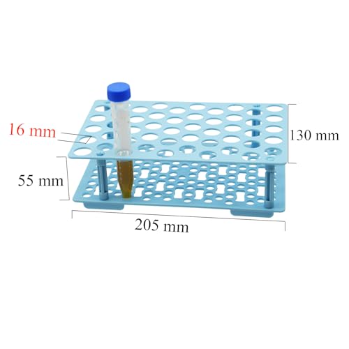 LSVERDE 3 Pack Test Tube Rack, 50 Wells with Hole Diameter 16mm, Centrifuge Tube Holder for 10ml 15ml Tubes, Detachable Plastic Lab Test Tube Stand