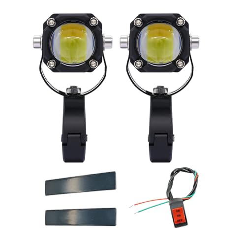 Luces antiniebla para motocicleta LED con faros auxiliares impermeables de 2 modos blanco y amarillo