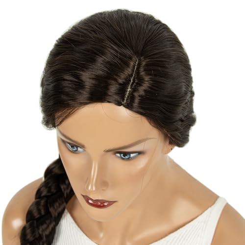Image of H&Bwig Long Brown Braided Wig for Women Synthetic Hair with Glasses Halloween Costume Wig Heat Resistant Fiber Wigs for Party Daily Use