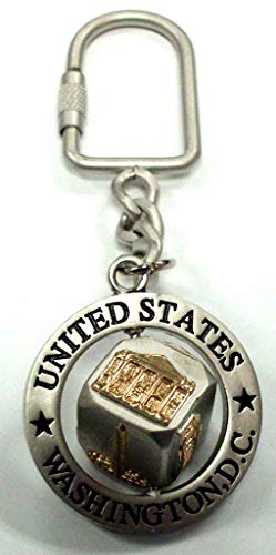 Washington DC Spinning Buildings Dice Key Chain, Washington D.C. Souvenirs (Gray)