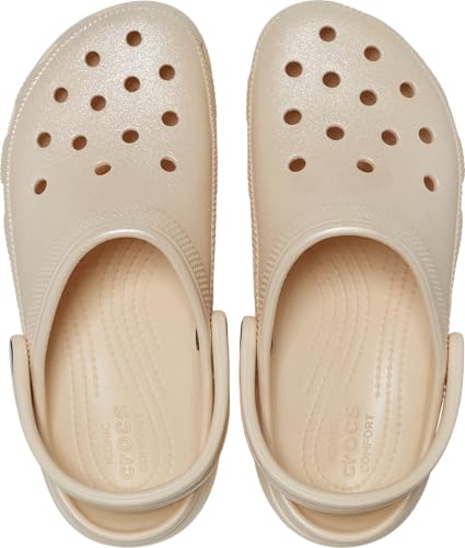 Image of Crocs Women Classic Platform Shimmer Clog, Vanilla, 2 UK M / 3 UK W (M3W5)