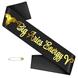 JXYCBZYing Big Aries Energy Sash, Black Zodiac Aries Birthday Sash, Horoscope, Astrology Birthday Party Decorations, Ideas, Gifts, Jokes and Favors