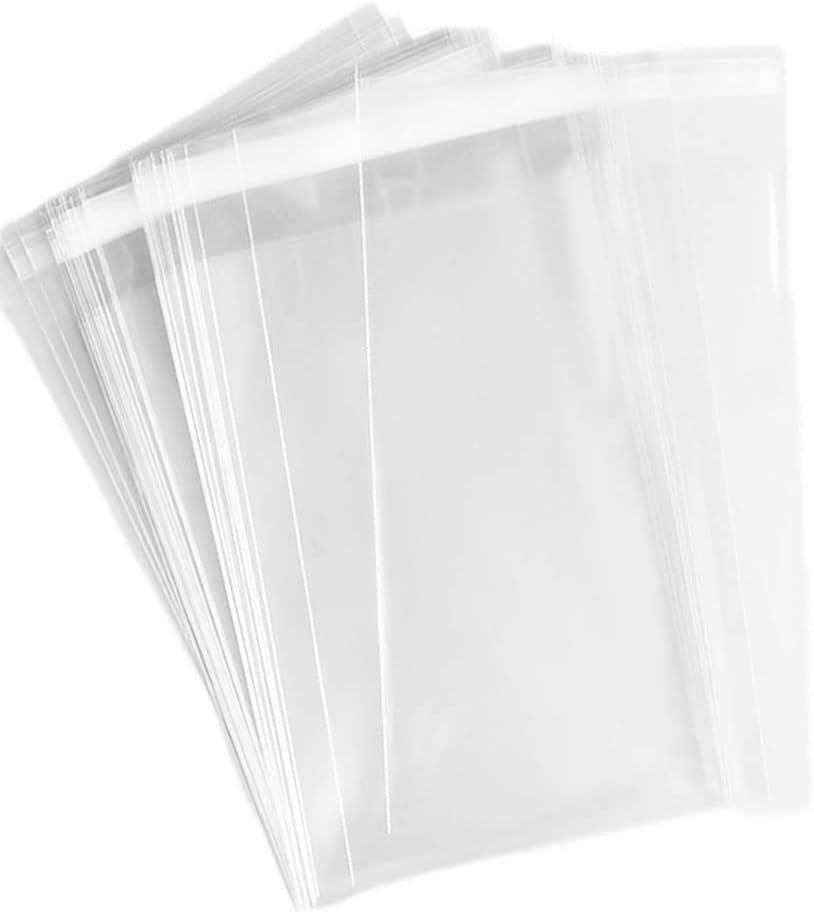 150 Pcs 4”x 8” Cellophane Cello Bags,Clear Plastic Sleeves for Cards,Photos,Bookmarks,Jewelry,Treats