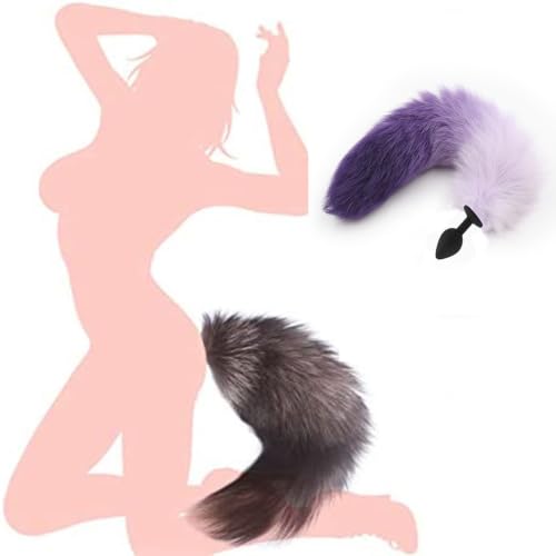 Purple Silicone Anal Plug with Faux Fur Tail Multiple Colors Available - Image 3