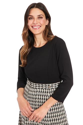 London Times Women's Houndstooth Side Tab Midi Dress4