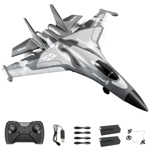 QuirkyGlee Rc Plane F-22, Stealth Raptor Remote Control Airplane 3 Channel Stunt Fighter with 3...