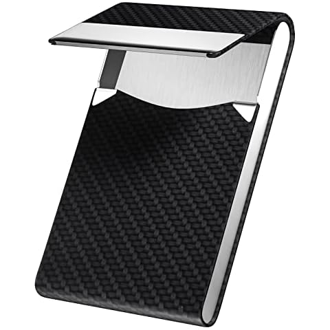Ulikey Visitenkartenetui, Premium Visitenkartenhalter mit Magnetverschluss, Business Visitenkarten Etuis aus Metall und PU Leder, Kreditkartenetuis Kartenhalter für Büro Herren Damen (Schwarz) Cover