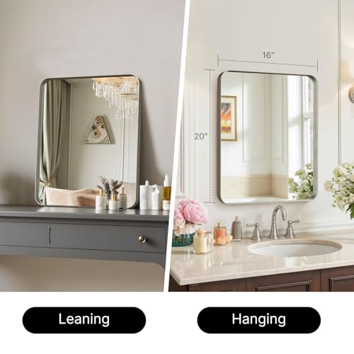 Image of Kosmonia 20 inchx16 inch Bathroom Mirror, Rounded Rectangle Vanity Mirror