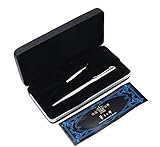 Duke 209 Steel Silver Fountain Pen Double-Nibs Medium and Bent Nib Interchangeable Writing Set with Gift Box
