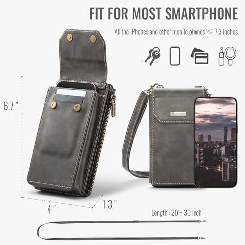 Phone Wallet Bag with Large Capacity Card Slots Cash Zipper Pocket, RFID Blocking Hand Strap and Crossbody Shoulder3