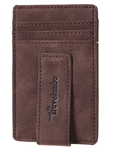 Travelambo Money Clip Wallet for Men Slim Minimalist Front Pocket Wallet Card Holder RFID Blocking, Coffee, One Size, Minimalist