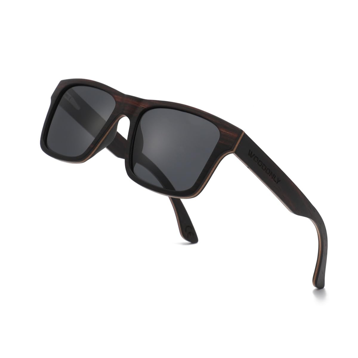 Retro Holz Polarisierte Sonnenbrille - Mode Stil Hölzerne Sonnenbrille mit Bambus Etui für Herren und Damen Perfekte Geschenke