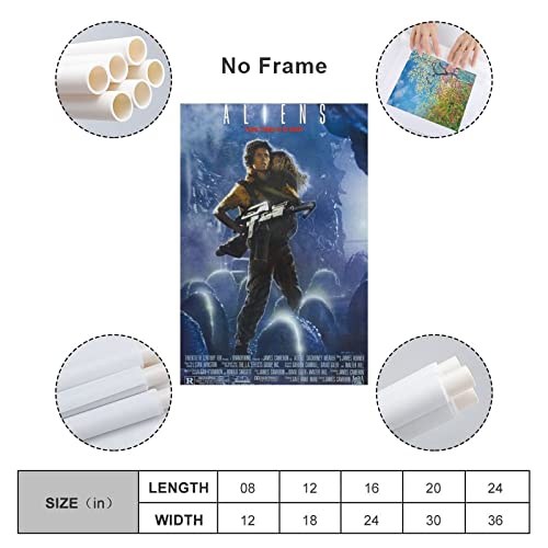 Sudemota 1986 Aliens Movie Poster Poster Frame Hanger Scroll Posters Canvas Decorative Hanging Painting Wall Art Decor Room 12X18Inch(30X45Cm) #TOP1