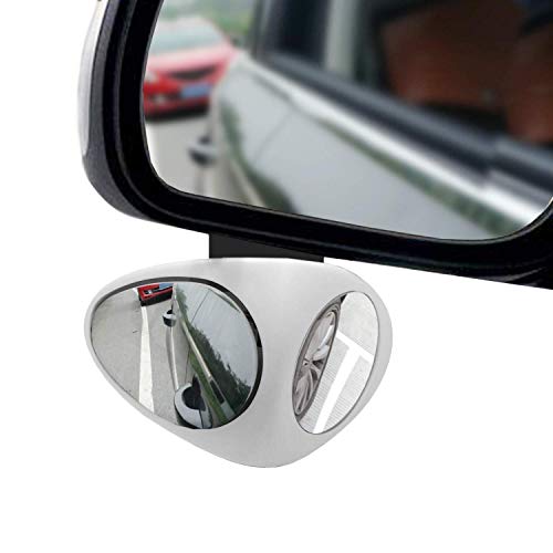 Espejo retrovisor de punto ciego para coche con ángulo amplio, rotación ajustable de 360 grados HD convexo frontal y retrovisor para estacionamiento de seguridad, espejo izquierdo y derecho, blanco