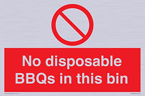 Panneau de signalisation No disposable BBQs bin 300x200mm rigide