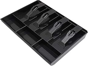 Cash Drawer – 7 Slot (4 Bill, 3 Coin) Cash Tray Organizer for Shops | Portable cash counter | ABS Plastic Manual Money Box (Black, Medium, 33.3 x 3.5 x 25 cm / 13.1 x 1.4 x 9.8 in)