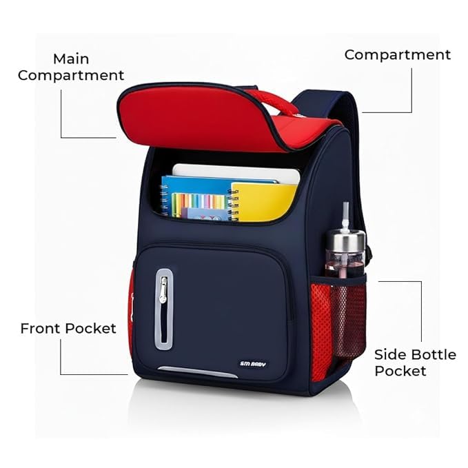 Image of Bear Print Flap School Bag for Boys Girls 6-10 Years Waterproof Lightweight Kids Backpack Large Capacity Student Bag for Books & Padded Straps & Back Support
