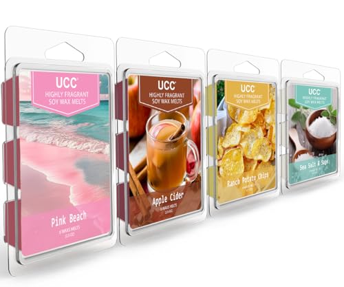 Image of UCC Wax Melts, Premium Plant Based Natural Soy Scented Melts Cubes, Wax Melts Tarts, Colored Wax Melt Gift-4 Pack