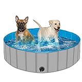 Dog Pool for Large Dogs, Plastic Pool for Dogs, Dog Bathtub Portable, Foldable Pool for Dogs Slip-Re