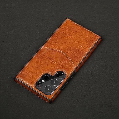 Étui en cuir PU de luxe marron pour Samsung S22 Plus protection élégante