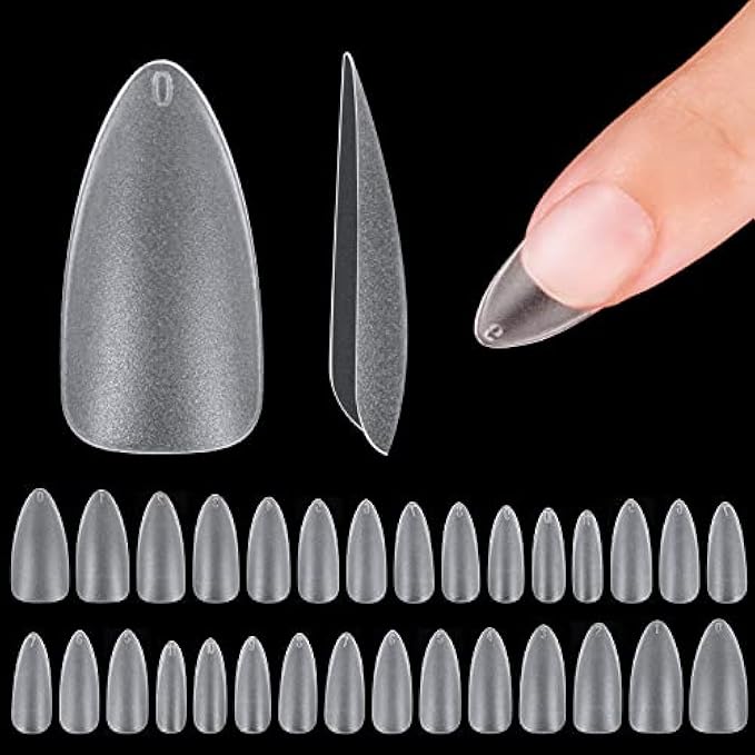 Beetles Gel Nail Tips for Nail Art, 510Pcs Matte Medium Almond Pre-shaped Clear Full Cover False Nails for Gel Art Polish, Soak Off Nail Extensions Acrylic Nails False Press on Nail Tips