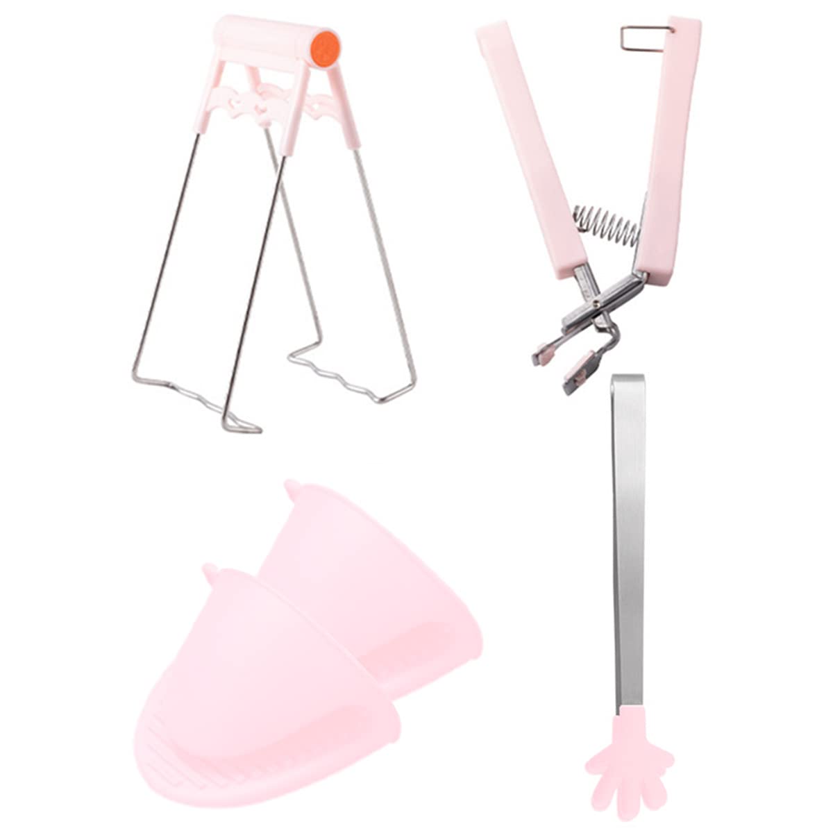 JicyorAnti-Scalding Hot Plate Set - 4 Piece Gripper Kit with Plate Tong, Bowl Tong, Mini Food Clip and 2 Silicone Gloves