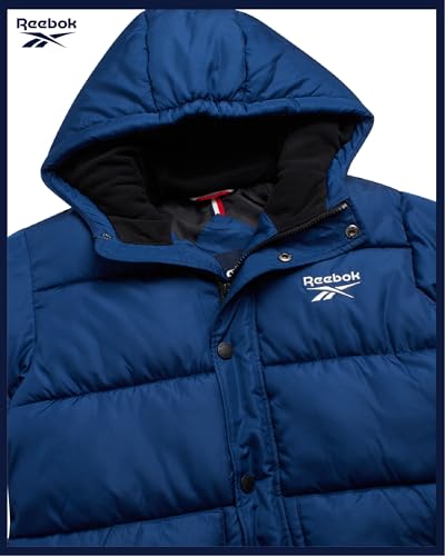 Image of Reebok Boys Heavyweight Puffer Jacket, Wind & Water Resistant Hooded Coat