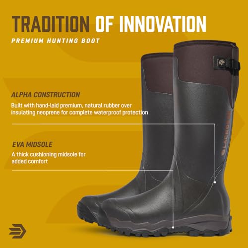Image of LaCrosse AlphaBurly Aero Men's 17 inch Waterproof Rubber Hunting Boots Non-Insulated with 5mm Neoprene Core, Outdoor Field Footwear
