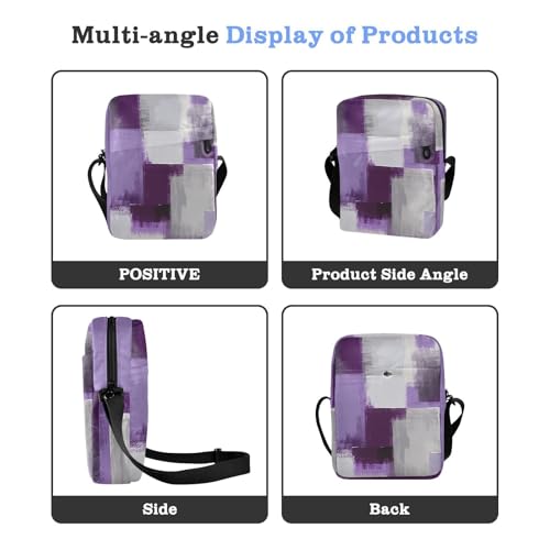 Purple White Gray Ink Art Painting messenger bag for men mens crossbody bag small Cross Body Purse Adjustable Strap for Travel Outdoor Daily4