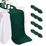 4 Pack Emerald Green Cheesecloth Table Runner 35x120Inch Boho Gauze Fabric Cheese Cloth Table Runner 10Ft Rustic Romantic Sheer Table Runners for Wedding Party Bridal Baby Shower Long Table Decoration