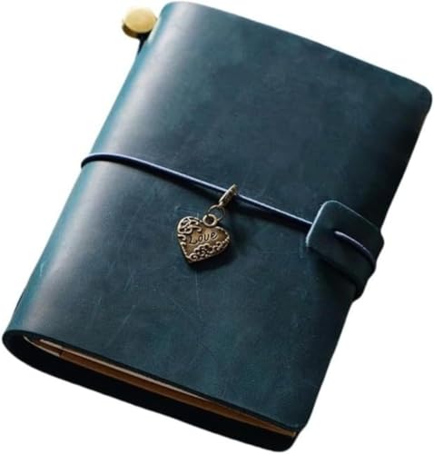 旅行用ノートブックハンドブック、牛革日記、レトロなメモ帳のクリエイティブな記録。旅行の思い出を記録、日常生活の日記として、ブレインストーミングの議題やビジネスノートブック、メモ帳として使用できます (パスポートタイプ,ファンシー・ブルー)