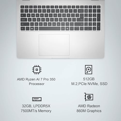 Image of Dell Pro 16 Plus Business AI Laptop (AMD Ryzen AI 7 PRO 350 (> Intel Ultra 7 255U), 32GB DDR5, 512GB SSD, 16 inch FHD+), Next Gen Latitude 5550, 1080p Webcam, Thunderbolt 4, Wi-Fi 7, Win 11 Pro, PB16255