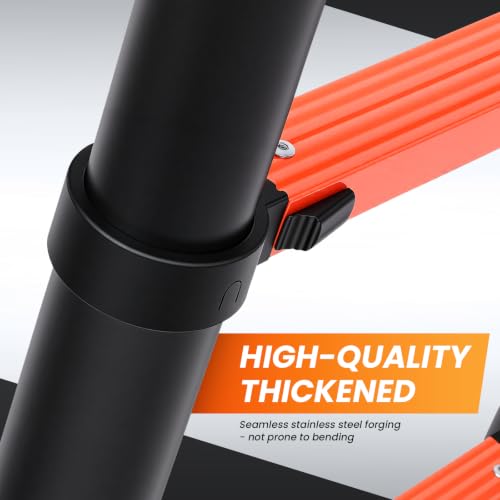 Image of Telescoping Ladder 12.5 FT A Frame, Extension Multi-Purpose with Balance Bar Heavy Duty 330 lbs Max Capacity for Home and Outdoor Work, Orange