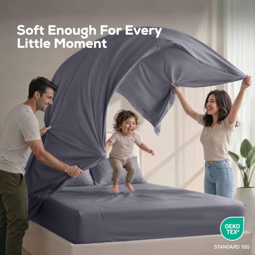 Image of Utopia Bedding Full Bed Sheets Set - Pack of 2 Sheet Sets - Perfect for Spa, Hotel, & Guest Bedroom - Brushed Microfiber - Shrinkage and Fade Resistant - Easy Care (Grey)