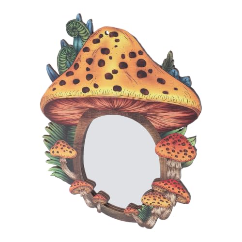 STOBAZA Espejo de Pared Bohemio con Marco de Madera y Diseño de Seta Decoración Artística Retro Resistente para Dormitorio Pasillo Baño y Entrada